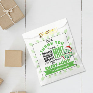 Festive volunteer thank you Mint Holiday favor Favour Bag