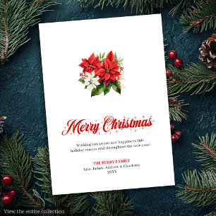 Festive Watercolor Christmas Bouquet Greeting Card