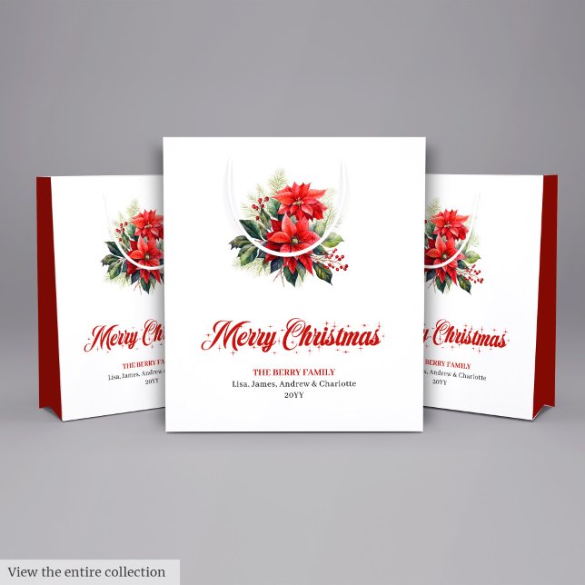 Festive Watercolor Christmas Floral Holiday Bag (Festive Watercolor Christmas Floral Holiday Bag)