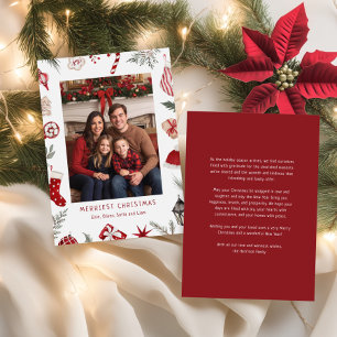 Festive Watercolor Christmas Frame Photo Holiday Card