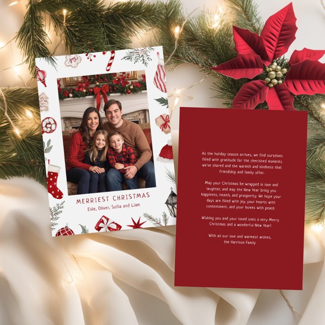 Festive Watercolor Christmas Frame Photo Holiday Card (Creator Uploaded)