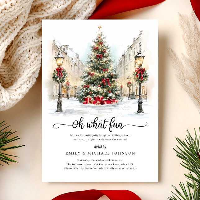 Festive Watercolor Christmas Party Invitation (Creator Uploaded)