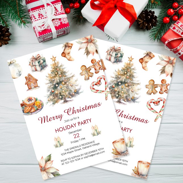 Festive Watercolor Christmas Party  Invitation (Creator Uploaded)