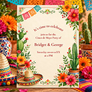 Festive Watercolor Cinco de Mayo Party Invitation