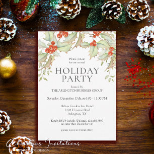Festive Watercolor Corporate Holiday Party Invitation
