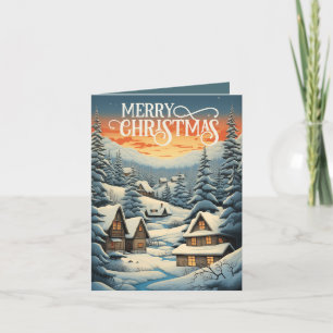 Festive watercolor Country Christmas add sentiment Holiday Card