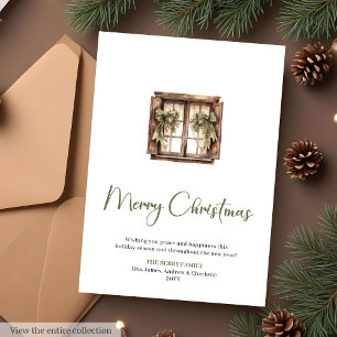 Festive Watercolor Editable Christmas Greeting  Holiday Card