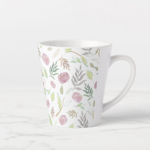 Festive Watercolor Flowers 1 Latte Mug