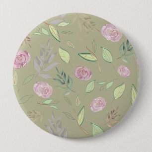 Festive Watercolor Flowers 5 10 Cm Round Badge