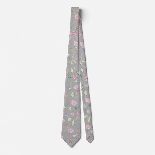 Festive Watercolor Flowers 6 Tie (Front)