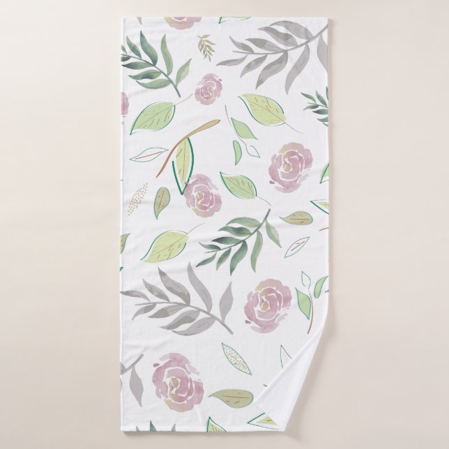 Festive Watercolor Flowers Bath Towel (Bath Towel)