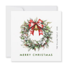Festive Watercolor Holly Berry Pine Wreath