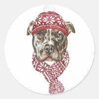 Festive Watercolor Pitbull Christmas