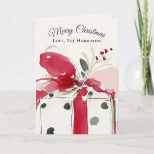 Festive Watercolor Polka Dot Christmas Card