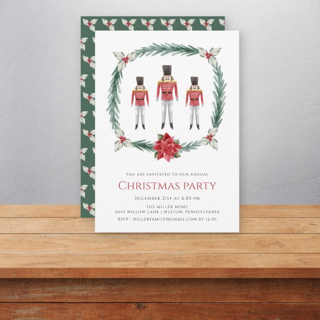 Festive  weath watercolor nutcracker christmas invitation (Creator Uploaded)