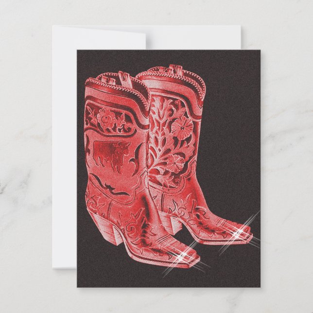 Festive Western Cowboy Boots Party Invitations (Front)