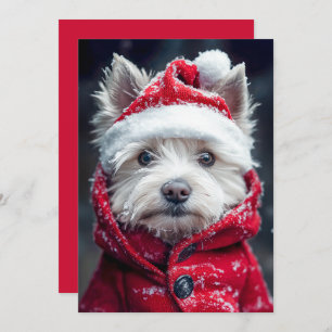 Festive Westie in the Snow Invitation