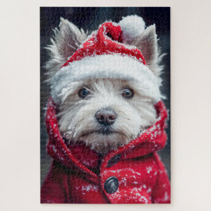 Festive Westie in the Snow Jigsaw Puzzle