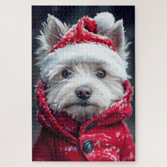 Festive Westie in the Snow Jigsaw Puzzle (Vertical)