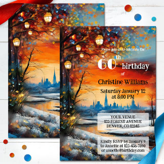 Festive Whimsical Adult Winter Birthday Party Invitation