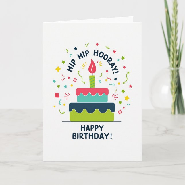 Festive Whimsical Cake Card (Front)