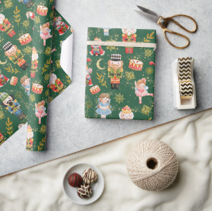 Festive Whimsical Cute Nutcracker Ballet Dolls Wra Wrapping Paper