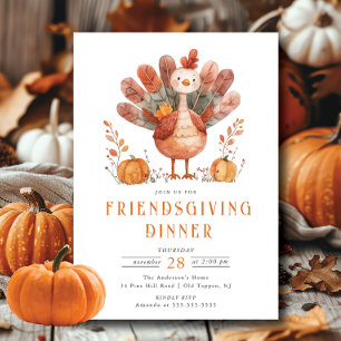 Festive Whimsical Turkey Thanksgiving Invitation