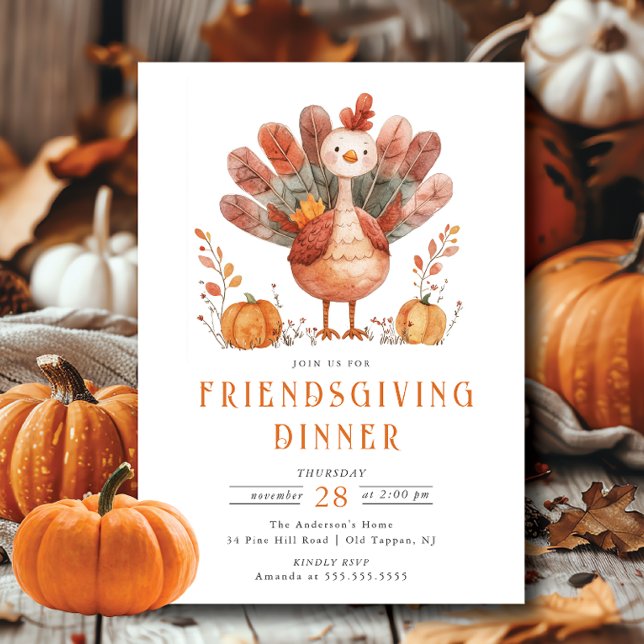 Festive Whimsical Turkey Thanksgiving Invitation (Creator Uploaded)