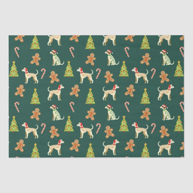 Festive Whippet Christmas Tissue Paper (Front)