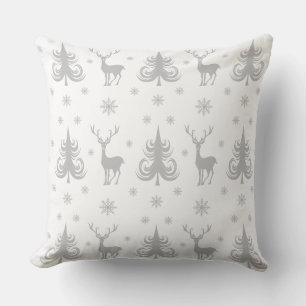 Festive White Christmas Pattern Cushion