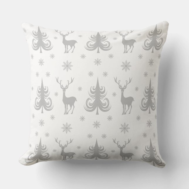 Festive White Christmas Pattern Cushion (Front)