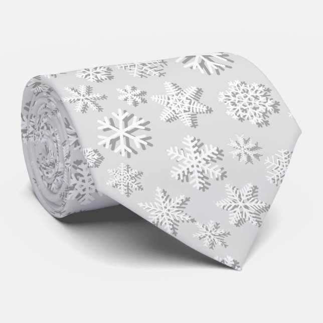 festive white Christmas snowflakes tiled pattern Tie (Rolled)