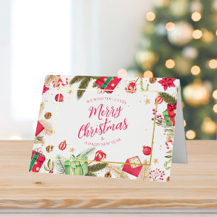 Festive White Gold Merry Christmas Foil Greeting Card