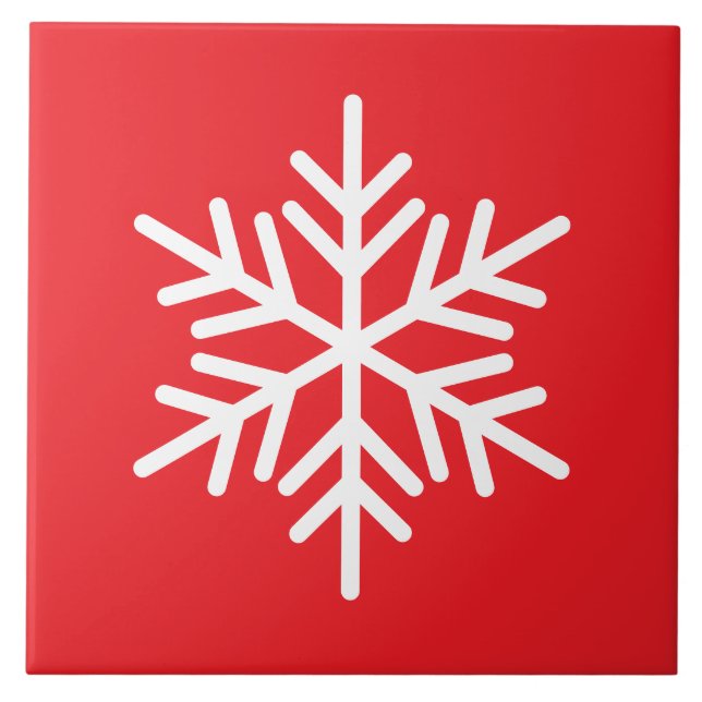Festive White Nordic Snowflake On Ceramic Tile (Front)