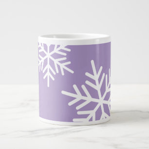 Festive White Nordic Snowflakes On Light Purple Large Coffee Mug