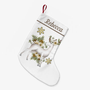 Festive white reindeer add name stocking