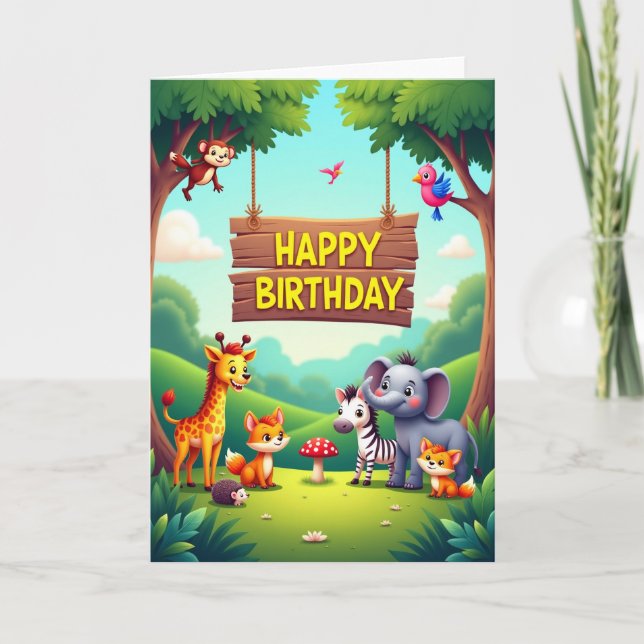 Festive Wild Animals Card (Front)
