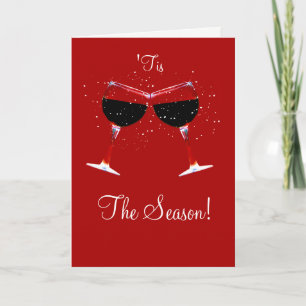 Festive Wine "Tis the Season Cheer Holiday Cards