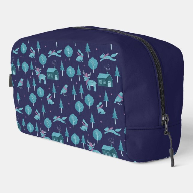 Festive Winter Animals Dopp Kit (Right Corner)