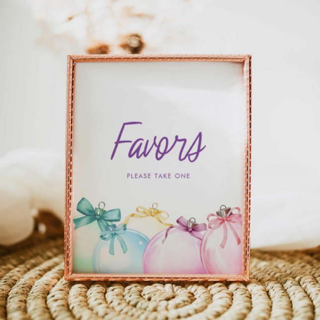Festive Winter Baby Shower Favours Sign (Colorful Winter Baby Shower Favor Sign)
