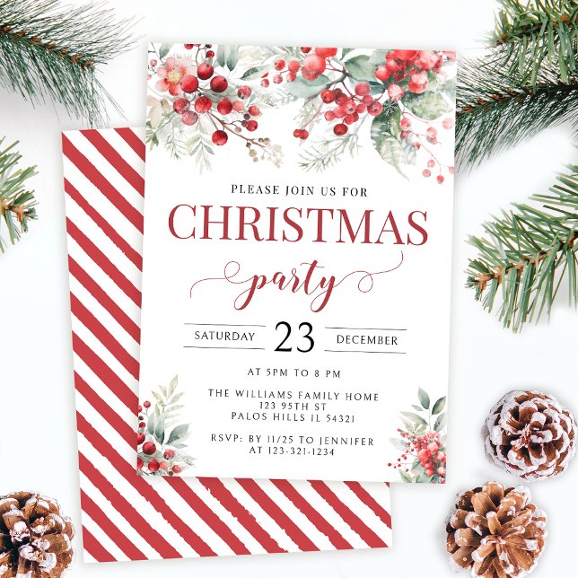 Festive winter berries forest Christmas party Invitation (Creator Uploaded)