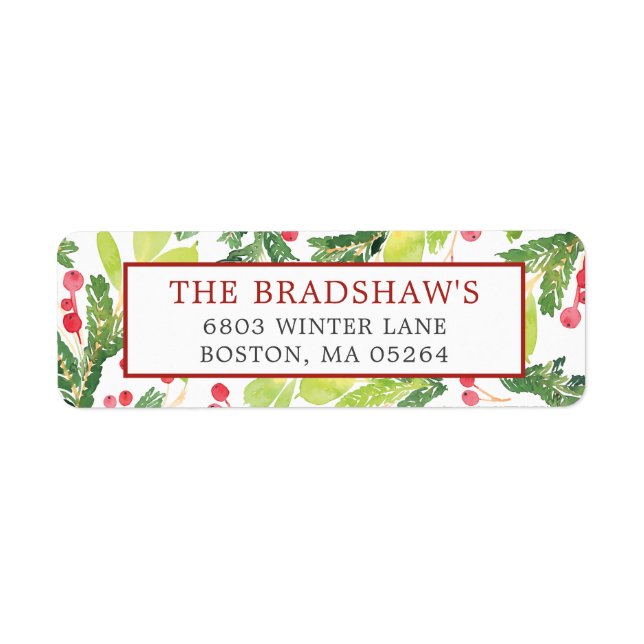 Festive Winter Berries Return Address Return Address Label (Front)