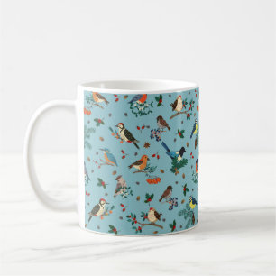 Festive Winter Birds Christmas Pattern Coffee Mug