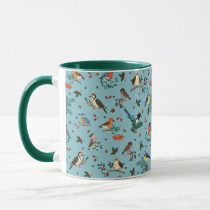Festive Winter Birds Christmas Pattern Mug