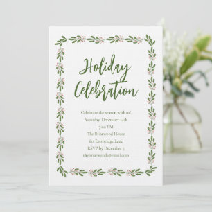 Festive Winter Botanical Christmas Holiday Party Invitation