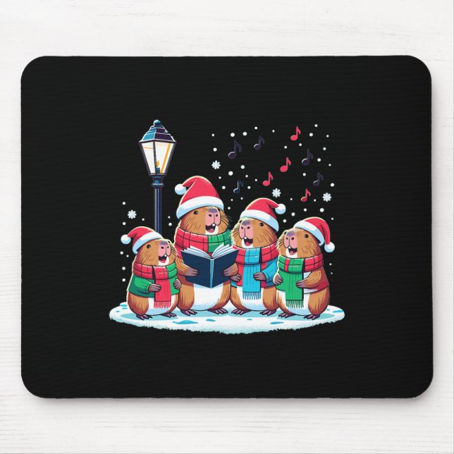Festive Winter Capybara Christmas  Mouse Pad (Front)
