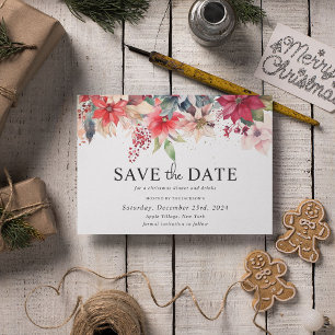 Festive Winter Christmas Florals Holiday Party Save The Date