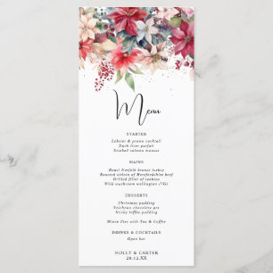 Festive Winter Christmas Florals Wedding Menu