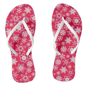 Festive Winter Christmas Holidays Snowflake Thongs