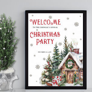 Festive Winter Christmas Party Welcome Sign